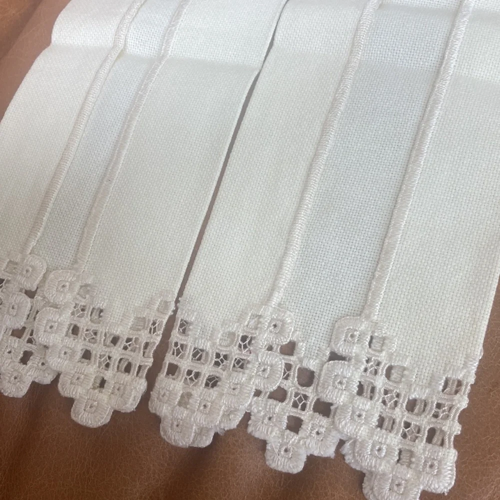 Buttercream thick linen tea towels. Pair of two. 1940s vintage.